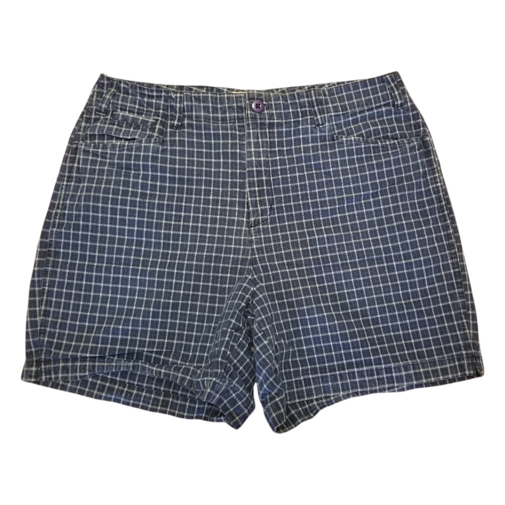 Vintage Essentials Blue Plaid High Rise Shorts